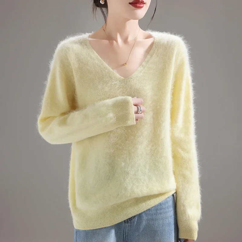 Embroidery Knit - 2025 여성용 100% 메리노 울 스웨터,