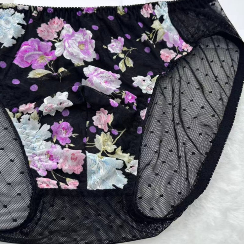 Embroidery Knit - 남성용 꽃 자수 섹시 팬티 시시