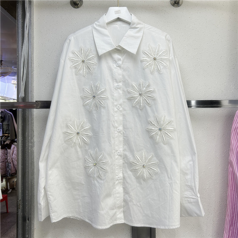 블라우스 여성 셔츠 빈티지 턴다운 칼라 풀 슬리브 탑  - Embroidery Online 리뷰 및 가격
