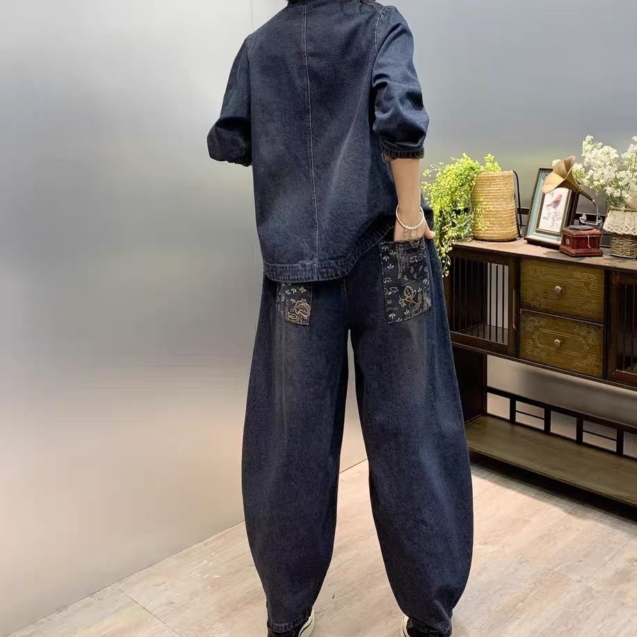 빈티지 단추 느슨한 자수 꽃 데님 패션 세트, 다용도  - Embroidery On Jeans 리뷰 및 가격