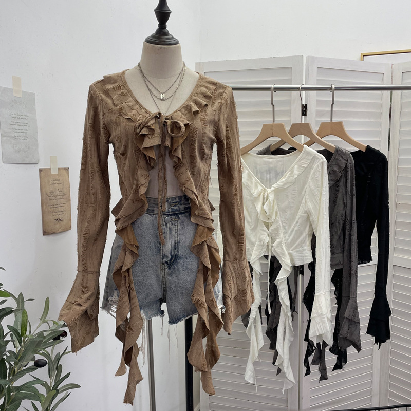 ISAROSE 여성용 웨이스트랜드 스타일 가디건 펑크  - Embroidery Online 리뷰 및 가격