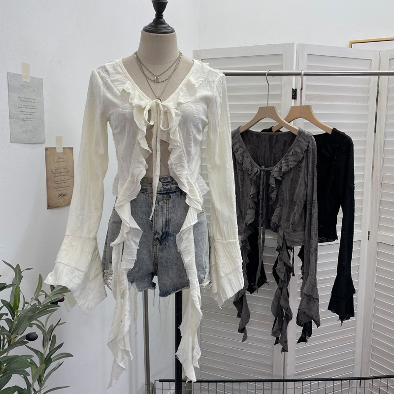 ISAROSE 여성용 웨이스트랜드 스타일 가디건 펑크  - Embroidery Online 리뷰 및 가격
