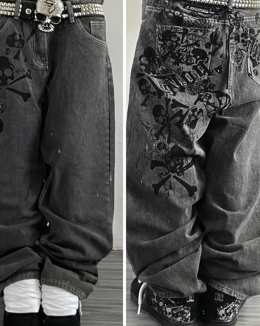 Y2K 스트릿 뉴 스컬 자수 청바지 미국 패션 트렌디  - Embroidery On Jeans 리뷰 및 가격