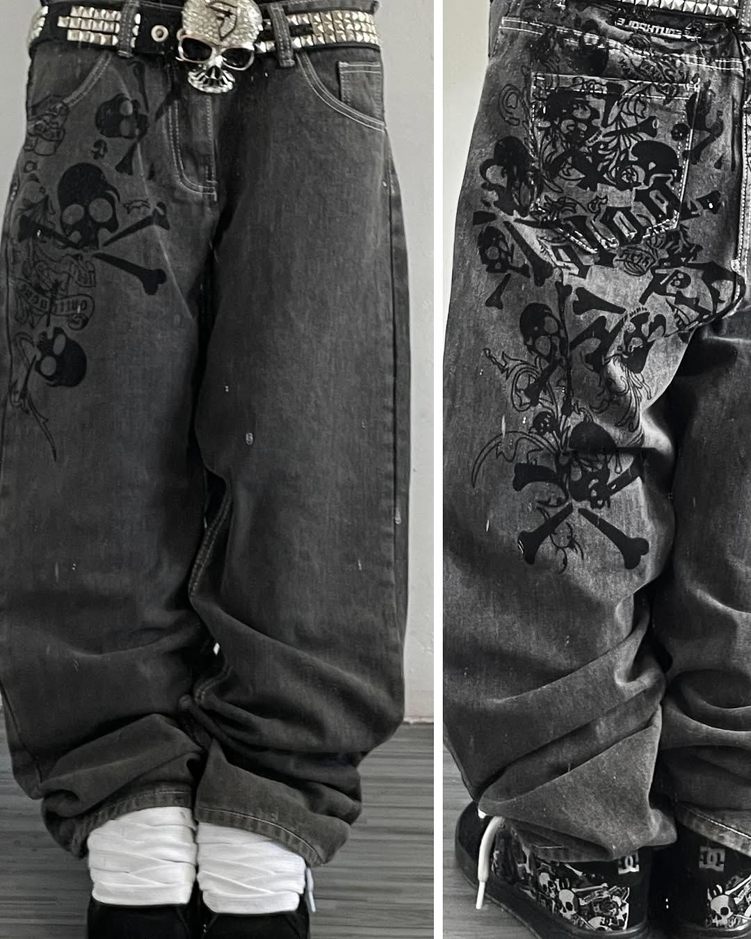 Y2K 스트릿 뉴 스컬 자수 청바지 미국 패션 트렌디  - Embroidery On Jeans 리뷰 및 가격