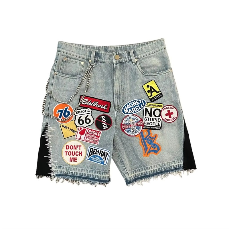 아메리칸 레트로 데님 반바지 Y2K 청바지 하라주쿠 힙 - Embroidery On Jeans 리뷰 및 가격