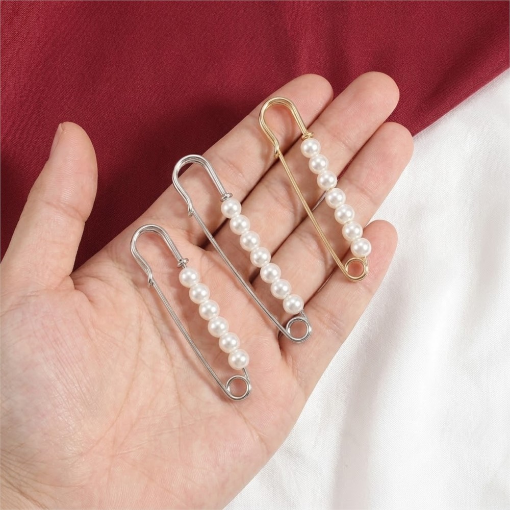 10pcs 여성을위한 대형 가짜 진주 장식 안전 브로치 - Embroidery Simple 리뷰 및 가격