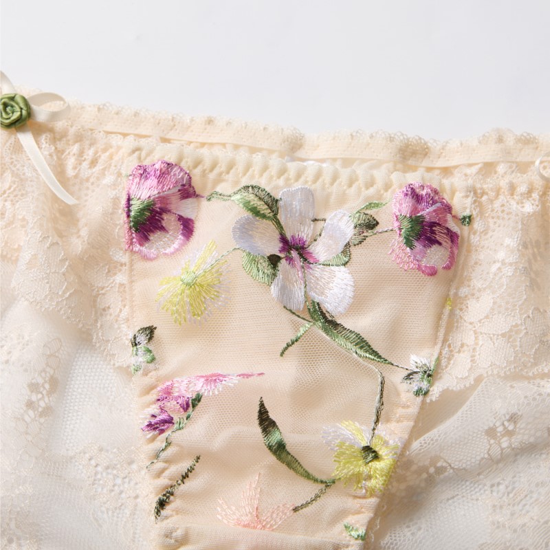 레이스 시스루 여성 섹시 란제리 로우 웨이스트 꽃 자수 - Embroidery Knit 리뷰 및 가격