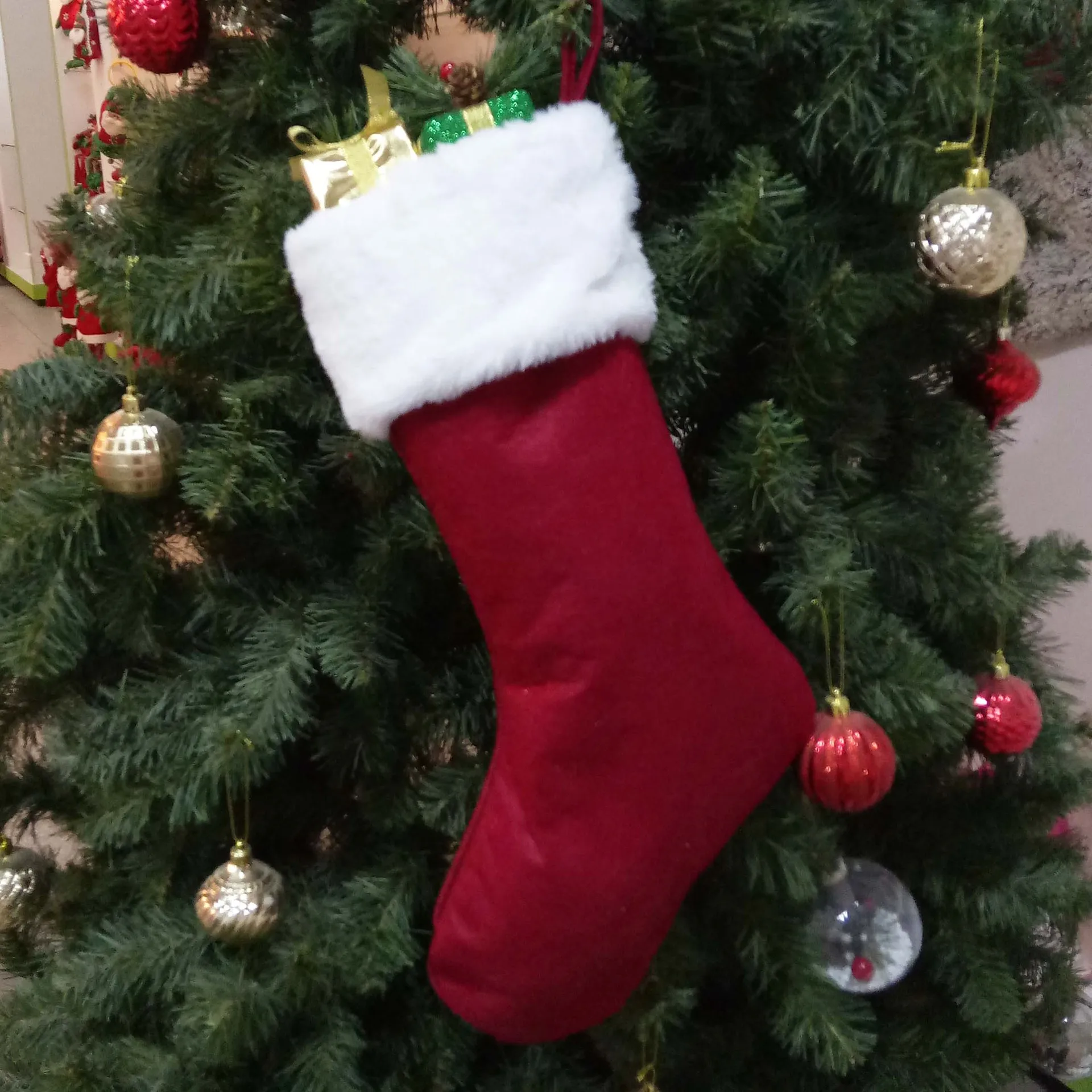 빨간 산타 양말 엘크 눈송이 선물 가방 크리스마스 자수 - Embroidery Xmas Stocking 리뷰 및 가격