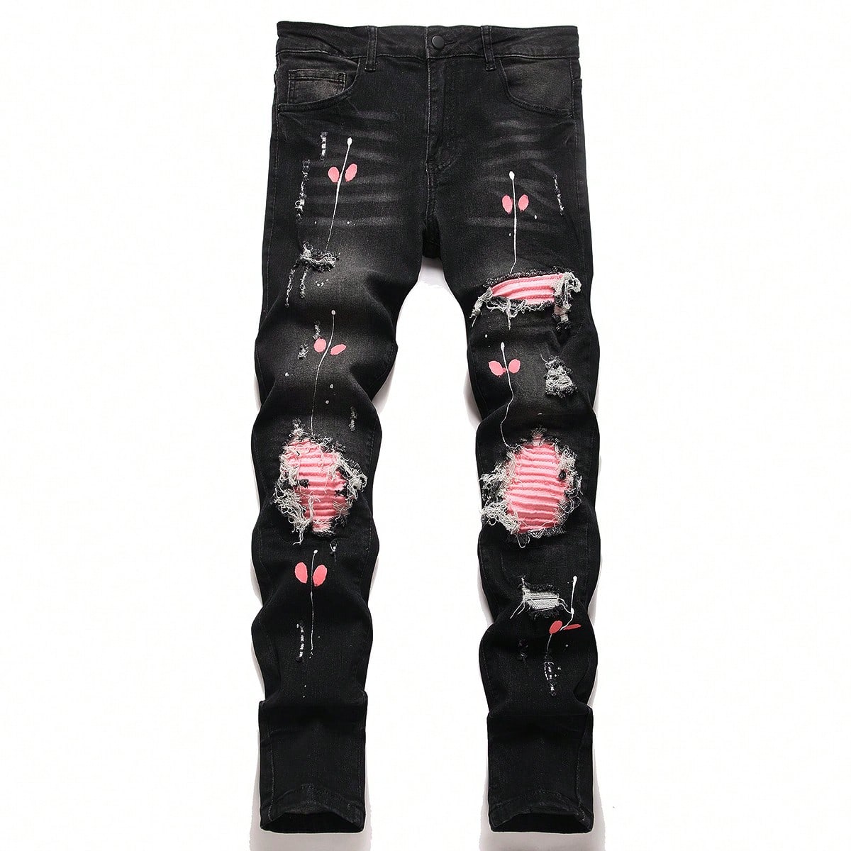 신축성이 뛰어난 남성용 데미지 데님 청바지, 스키니 힙 - Embroidery On Jeans 리뷰 및 가격