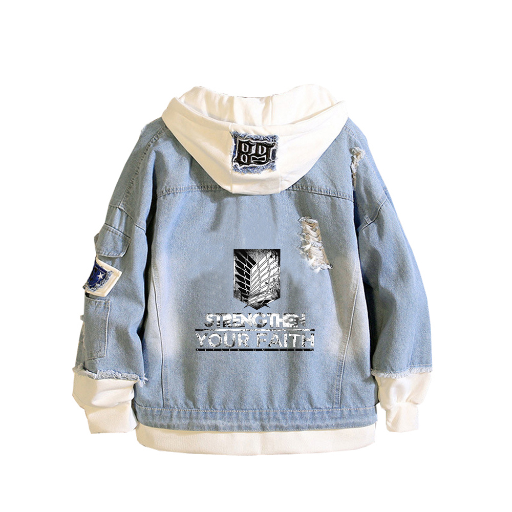타이탄에 대한 공격 애니메이션 데님 재킷 스카우트 레기 - Embroidery On Jeans 리뷰 및 가격